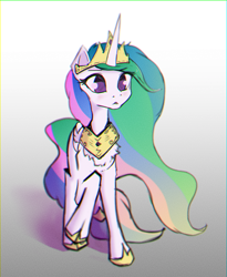 Size: 700x855 | Tagged: safe, artist:mistleinn, princess celestia, alicorn, pony, g4, crown, female, gradient background, jewelry, mare, regalia