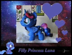 Size: 1280x990 | Tagged: safe, artist:purplenebulastudios, princess luna, pony, g4, female, filly, irl, photo, plushie, solo, woona, younger