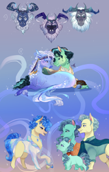 Size: 1268x2000 | Tagged: safe, artist:bunnari, mr. paleo, mrs. paleo, petunia paleo, sapphire shores, storm king, oc, oc:espuma, oc:marine shelley, pony, g4, my little pony: the movie