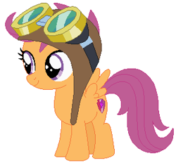 Size: 313x294 | Tagged: safe, artist:hubfanlover678, scootaloo, pony, g4, cute, cutealoo, female, goggles, solo