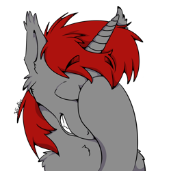 Size: 1024x1024 | Tagged: safe, artist:intfighter, oc, oc only, pony, unicorn, bust, ear fluff, eyes closed, facehoof, horn, signature, simple background, transparent background, unicorn oc