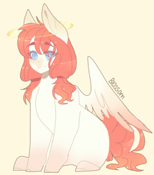 Size: 1685x1905 | Tagged: safe, artist:shinningblossom12, oc, oc only, pegasus, pony, pegasus oc, signature, simple background, sitting, solo, wings