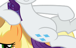 Size: 1875x1182 | Tagged: safe, artist:cloudy glow, edit, vector edit, applejack, rarity, earth pony, pony, unicorn, fame and misfortune, g4, applejack's hat, belly, cowboy hat, cropped, duo, female, hat, mare, pictures of bellies, reclining, simple background, sitting on person, sitting on pony, transparent background, vector