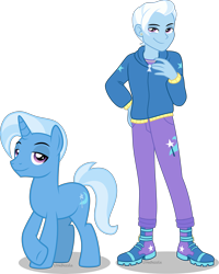 Size: 3595x4500 | Tagged: safe, artist:limedazzle, trixie, human, pony, unicorn, equestria girls, g4, absurd resolution, clothes, cutie mark, equestria guys, handsome, hoodie, human ponidox, male, pants, raised hoof, rule 63, self paradox, self ponidox, show accurate, simple background, solo, stallion, transparent background, tristan, underhoof