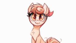 Size: 560x315 | Tagged: safe, artist:confetticakez, oc, oc only, oc:cinnamon spangled, earth pony, pony, animated, bandana, chest fluff, cute, female, floppy ears, gif, grin, looking at you, mare, one eye closed, simple background, sketch, smiling, solo, white background, wink, winking at you