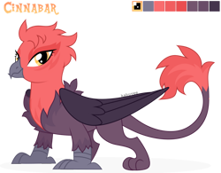Size: 1024x800 | Tagged: safe, artist:kabuvee, oc, oc only, oc:cinnabar, griffon, female, reference sheet, simple background, solo, transparent background