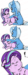 Size: 561x1473 | Tagged: safe, artist:mranthony2, starlight glimmer, trixie, pony, unicorn, g4, boop, comic strip, duo, exclamation point, faic, meme, missing cutie mark, rough sketch, scrunchy face, simple background, sketch, white background, woll smoth