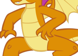 Size: 3283x2367 | Tagged: safe, artist:memnoch, edit, vector edit, smolder, dragon, g4, sweet and smoky, belly, cropped, dragoness, female, high res, pictures of bellies, simple background, smiling, solo, transparent background, vector