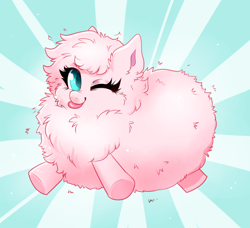 Size: 2760x2519 | Tagged: safe, artist:confetticakez, oc, oc only, oc:fluffle puff, pony, :p, chest fluff, cute, female, flufflebetes, fluffy, high res, mare, ocbetes, one eye closed, simple background, solo, tongue out, wink