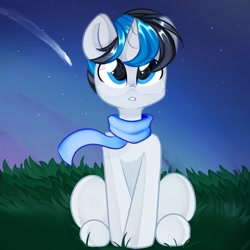 Size: 1000x1000 | Tagged: safe, artist:thieftea, oc, oc only, oc:solar gizmo, pony, unicorn, commission, cute, male, ocbetes, sitting, solo, stallion