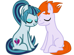 Size: 625x465 | Tagged: safe, artist:gmaplay, heath burns, sonata dusk, pony, g4, female, heathdusk, male, ponified, shipping, simple background, straight, transparent background