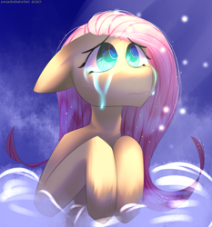 Size: 2790x3000 | Tagged: safe, artist:awakeningwind, fluttershy, pegasus, pony, g4, crying, digital art, female, floppy ears, high res, hooves, looking at you, mare, sad, simple background, solo