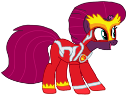 Size: 1282x960 | Tagged: safe, alternate version, artist:徐詩珮, fizzlepop berrytwist, tempest shadow, pony, unicorn, series:sprglitemplight diary, series:sprglitemplight life jacket days, series:springshadowdrops diary, series:springshadowdrops life jacket days, g4, alternate universe, base used, broken horn, clothes, eye scar, eyelashes, female, horn, mare, marshall (paw patrol), mask, mighty pups, open mouth, paw patrol, scar, simple background, smiling, solo, transparent background