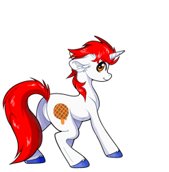 Size: 1446x1470 | Tagged: safe, artist:sherochan, oc, oc only, oc:stroopwafeltje, pony, unicorn, commission, convention, convention oc, cute, horn, male, multiple variants, ponycon holland, simple background, solo, sticker, stroopwafel, transparent background, unicorn oc, ych result
