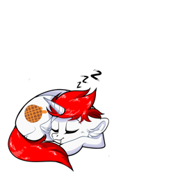 Size: 1446x1470 | Tagged: safe, artist:sherochan, oc, oc only, oc:stroopwafeltje, pony, unicorn, commission, convention, convention oc, curled up, cute, horn, male, multiple variants, onomatopoeia, ponycon holland, simple background, sleeping, solo, sound effects, sticker, stroopwafel, transparent background, unicorn oc, ych result, zzz
