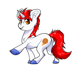 Size: 1446x1470 | Tagged: safe, artist:sherochan, oc, oc only, oc:stroopwafeltje, pony, unicorn, 2021 community collab, derpibooru community collaboration, commission, convention, convention oc, cute, horn, male, multiple variants, ponycon holland, simple background, solo, sticker, stroopwafel, transparent background, unicorn oc, ych result