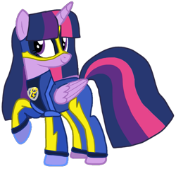 Size: 1001x957 | Tagged: safe, alternate version, artist:徐詩珮, twilight sparkle, alicorn, pony, series:sprglitemplight diary, series:sprglitemplight life jacket days, series:springshadowdrops diary, series:springshadowdrops life jacket days, g4, alternate universe, base used, chase (paw patrol), clothes, eyelashes, female, looking back, mare, mask, mighty pups, paw patrol, raised hoof, simple background, smiling, solo, transparent background, twilight sparkle (alicorn)