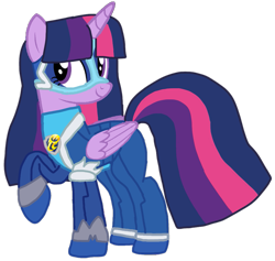 Size: 1007x955 | Tagged: safe, alternate version, artist:徐詩珮, twilight sparkle, alicorn, pony, series:sprglitemplight diary, series:sprglitemplight life jacket days, series:springshadowdrops diary, series:springshadowdrops life jacket days, g4, alternate universe, base used, chase (paw patrol), clothes, eyelashes, female, looking back, mare, mask, mighty pups, paw patrol, raised hoof, simple background, smiling, solo, transparent background, twilight sparkle (alicorn)