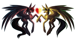 Size: 3730x2000 | Tagged: safe, artist:sadatrix, oc, oc:antares, oc:artsong, pegasus, pony, female, high res, mare, simple background, transparent background