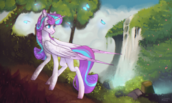 Size: 4096x2450 | Tagged: safe, artist:lovely-pony, princess flurry heart, pony, g4, female, older, older flurry heart, solo, tree, waterfall