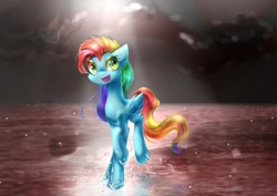 Size: 1754x1240 | Tagged: safe, artist:whiteplumage233, oc, oc only, oc:rainbow blitz, pegasus, pony, magical lesbian spawn, not rainbow dash, offspring, parent:fluttershy, parent:rainbow dash, parents:flutterdash, solo