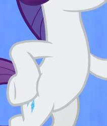 Size: 375x442 | Tagged: safe, screencap, rarity, pony, unicorn, g4, she's all yak, belly, bipedal, cropped, female, fit right in, hoof on hip, horn, mare, pictures of bellies, rarity is a marshmallow, solo