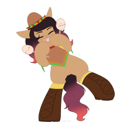 Size: 3000x3000 | Tagged: safe, artist:xcinnamon-twistx, oc, oc only, oc:pancita, earth pony, pony, clothes, cute, dancing, eyes closed, female, hat, high res, knee highs, maracas, mare, mexican, musical instrument, open mouth, shoes, simple background, socks, solo, sombrero, teeth, transparent background