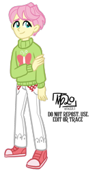 Size: 1000x1800 | Tagged: safe, artist:tassji-s, fluttershy, equestria girls, g4, butterscotch, clothes, equestria guys, male, rule 63, simple background, solo, sweater, transparent background
