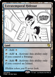 Size: 375x523 | Tagged: safe, artist:nekoshiei, edit, star dancer, earth pony, pony, g4, my little pony: the manga, my little pony: the manga volume 1, ccg, magic the gathering, speech bubble, trading card, trading card edit