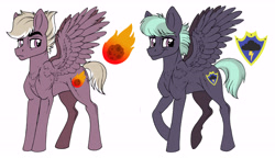 Size: 8032x4632 | Tagged: safe, artist:celestial-rainstorm, oc, oc only, oc:iron weight, oc:thunderclap, pegasus, pony, absurd resolution, male, offspring, parent:cloudchaser, parent:dumbbell, parent:flitter, parent:thunderlane, parents:flitterlane, simple background, stallion, white background