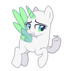 Size: 2430x2472 | Tagged: safe, artist:mint-light, oc, oc only, alicorn, pony, g4, alicorn oc, bald, base, eyelashes, female, flying, high res, horn, mare, simple background, smiling, solo, transparent background, transparent horn, transparent wings, two toned wings, underhoof, wings