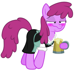 Size: 2209x2149 | Tagged: safe, artist:bastbrushie, berry punch, berryshine, earth pony, pony, g4, alcohol, beer, blushing, clothes, deutsch, dress, drunk, female, high res, oktoberfest, simple background, smiling, solo, tail, transparent background, vector