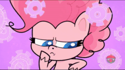 Size: 1280x718 | Tagged: safe, screencap, pinkie pie, earth pony, pony, g4.5, i cookie, my little pony: pony life, animated, cookie, female, food, hoof on chin, machine, narrowed eyes, picture, pinkie being pinkie, replitron 5000, sitting, solo, sound, sugarcube corner, table, talking, thinking, treehouse logo, webm