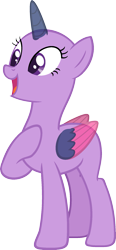 Size: 963x2067 | Tagged: safe, artist:pegasski, oc, oc only, alicorn, pony, g4, three's a crowd, alicorn oc, bald, base, eyelashes, female, hoof on chest, horn, mare, open mouth, raised hoof, simple background, smiling, solo, transparent background, two toned wings, wings