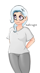 Size: 300x550 | Tagged: dead source, safe, artist:kefirnight, trixie, human, g4, female, humanized, simple background, smiling, solo, white background