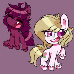 Size: 540x540 | Tagged: safe, artist:stockingshot56, oc, oc only, oc:calculator, oc:coiled heart, bat pony, earth pony, pony, g4, g4.5, my little pony: pony life, bat pony oc, bat wings, duo, earth pony oc, female, mare, simple background, wings