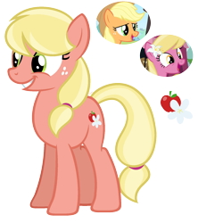 Size: 1580x1780 | Tagged: safe, artist:cherrycandi, applejack, lily, lily valley, earth pony, pony, g4, apple family member, base used, female, freckles, fusion, mare, parent:applejack, parent:lily, parent:lily valley, parents:lilyjack, ponytail, show accurate, simple background, smiling, solo, transparent background