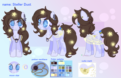 Size: 1920x1247 | Tagged: safe, artist:2pandita, oc, oc only, oc:stellar dust, earth pony, pony, artificial wings, augmented, female, magic, magic wings, mare, reference sheet, solo, wings