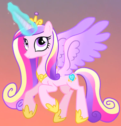 Size: 1196x1243 | Tagged: safe, screencap, princess cadance, alicorn, pony, g4, three's a crowd, cropped, crown, female, hoof shoes, jewelry, magic, mare, regalia, solo, spread wings, tiara, wings