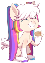 Size: 1564x2172 | Tagged: safe, artist:jetjetj, part of a set, oc, oc only, oc:funfetti, earth pony, pony, cake, chibi, commission, cute, female, food, mare, simple background, solo, transparent background, ych result
