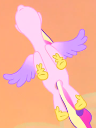 Size: 862x1151 | Tagged: safe, screencap, princess cadance, alicorn, pony, g4, three's a crowd, colored wings, cropped, female, flying, gradient wings, hoof shoes, mare, multicolored wings, solo, spread wings, wings