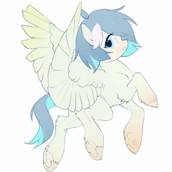 Size: 2048x2048 | Tagged: safe, artist:amo, oc, oc only, pegasus, pony, high res, simple background, solo, underhoof, unshorn fetlocks, white background