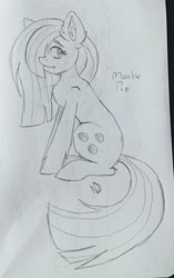 Size: 2449x3907 | Tagged: safe, artist:dreamy990, marble pie, earth pony, pony, g4, female, high res, monochrome, solo, traditional art