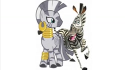 Size: 1280x720 | Tagged: safe, zecora, zebra, g4, best ship, boyfriend and girlfriend, crack shipping, crossover, crossover shipping, dreamworks, female, madagascar (dreamworks), male, marty, shipping, simple background, straight, zarty