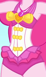 Size: 762x1269 | Tagged: safe, screencap, pinkie pie, equestria girls, equestria girls series, forgotten friendship, armpits, boobshot, breasts, clothes, cropped, female, frilled swimsuit, geode of sugar bombs, jewelry, magical geodes, necklace, one-piece swimsuit, pictures of chests, pinkie pie swimsuit, sleeveless, solo, swimsuit, thighs