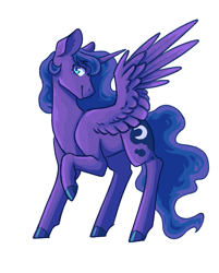 Size: 1849x2305 | Tagged: safe, artist:flaming-trash-can, princess luna, alicorn, pony, g4, cute, horn, simple background, white background, wings