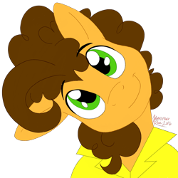 Size: 1334x1334 | Tagged: safe, artist:hufflepuffrave, cheese sandwich, earth pony, pony, g4, bust, cute, head tilt, male, simple background, solo, transparent background