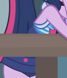 Size: 752x873 | Tagged: safe, screencap, sci-twi, twilight sparkle, equestria girls, g4, my little pony equestria girls: better together, unsolved selfie mysteries, beach shorts swimsuit, breasts, clothes, cropped, female, jewelry, necklace, one-piece swimsuit, sci-twi swimsuit, sideboob, sleeveless, solo, swimsuit, twilight sparkle's beach shorts swimsuit