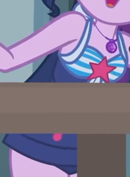 Size: 664x901 | Tagged: safe, screencap, sci-twi, twilight sparkle, equestria girls, g4, my little pony equestria girls: better together, unsolved selfie mysteries, beach shorts swimsuit, breasts, clothes, cropped, equestria girls swimsuit, female, geode of telekinesis, jewelry, magical geodes, necklace, one-piece swimsuit, sci-twi swimsuit, sideboob, sleeveless, solo, swimsuit, twilight sparkle's beach shorts swimsuit