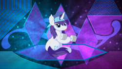 Size: 3840x2160 | Tagged: safe, artist:cyanlightning, artist:laszlvfx, edit, rarity, pony, g4, alternate hairstyle, disguise, female, high res, plainity, solo, tongue out, wallpaper, wallpaper edit, weights